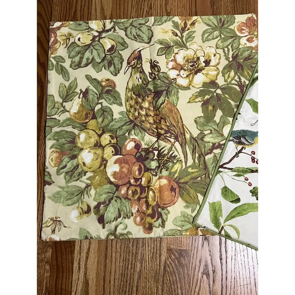 Pottery Barn Set of 2 Pheasant Bird Muted Linen Blend Pillow Covers 24